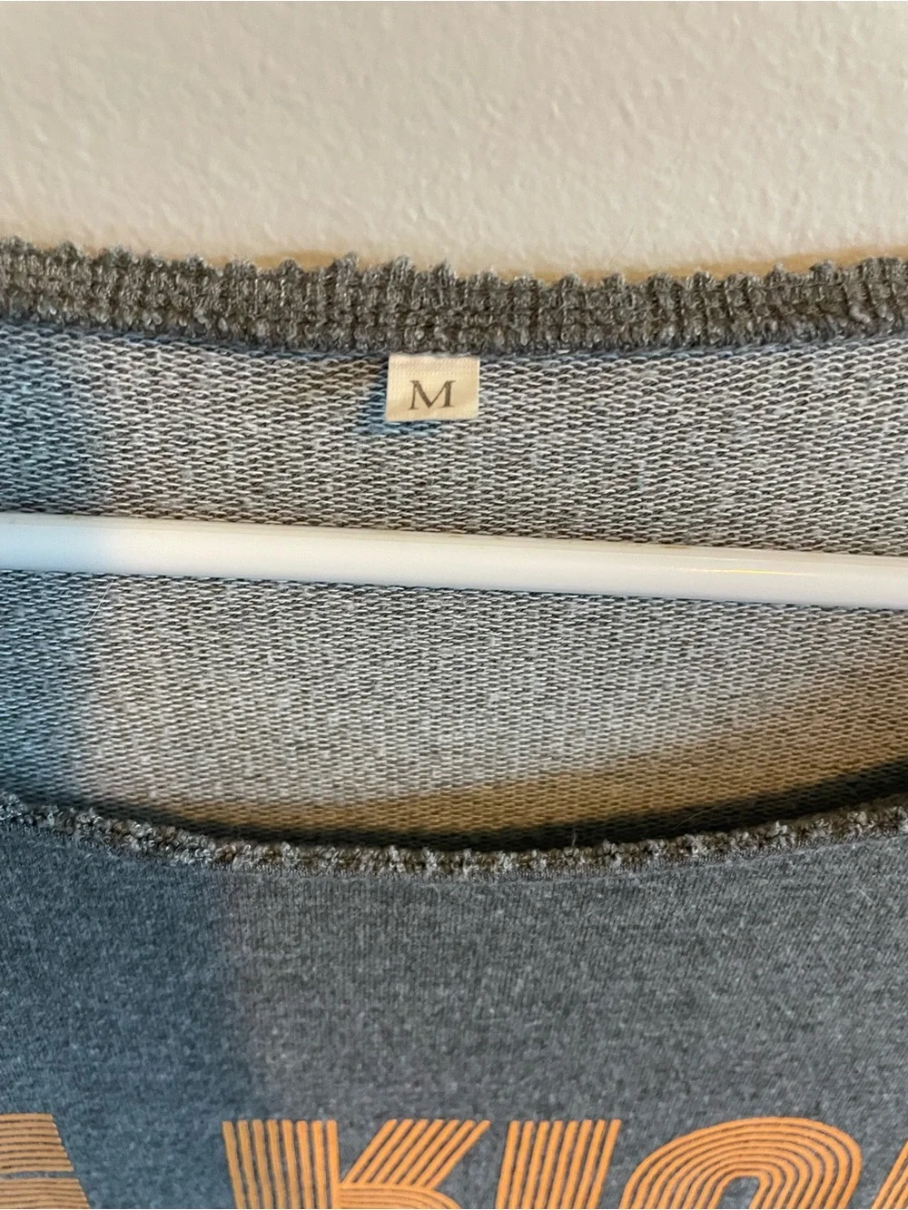 Gray Graphic Sweatshirt with Orange Retro Lettering